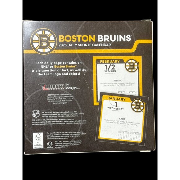 Boston Bruins 2025 Daily Sports Calendar Trivia & Facts New in Box - Picture 3 of 3